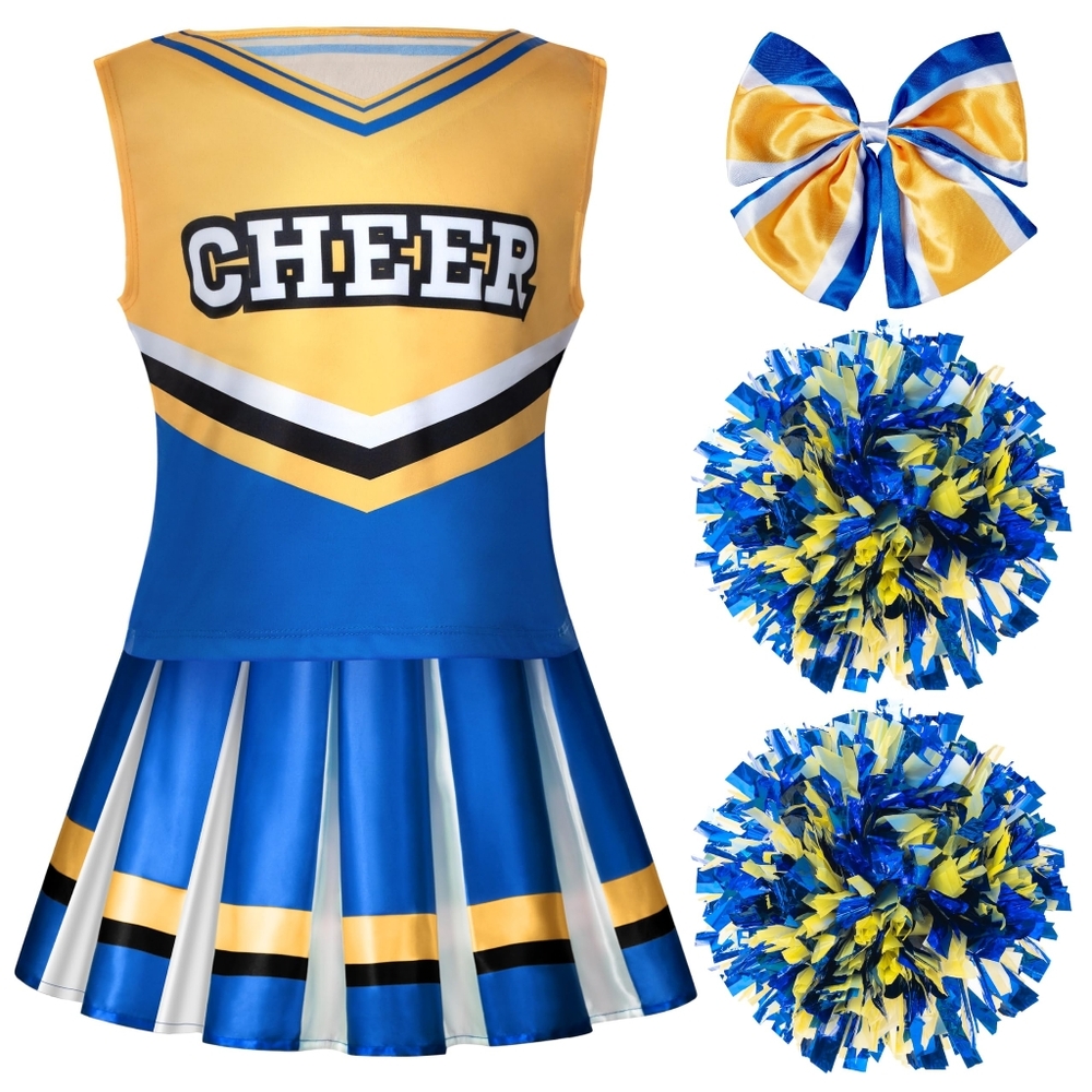 Girl's Blue Cheerleader Uniform Costume, XL